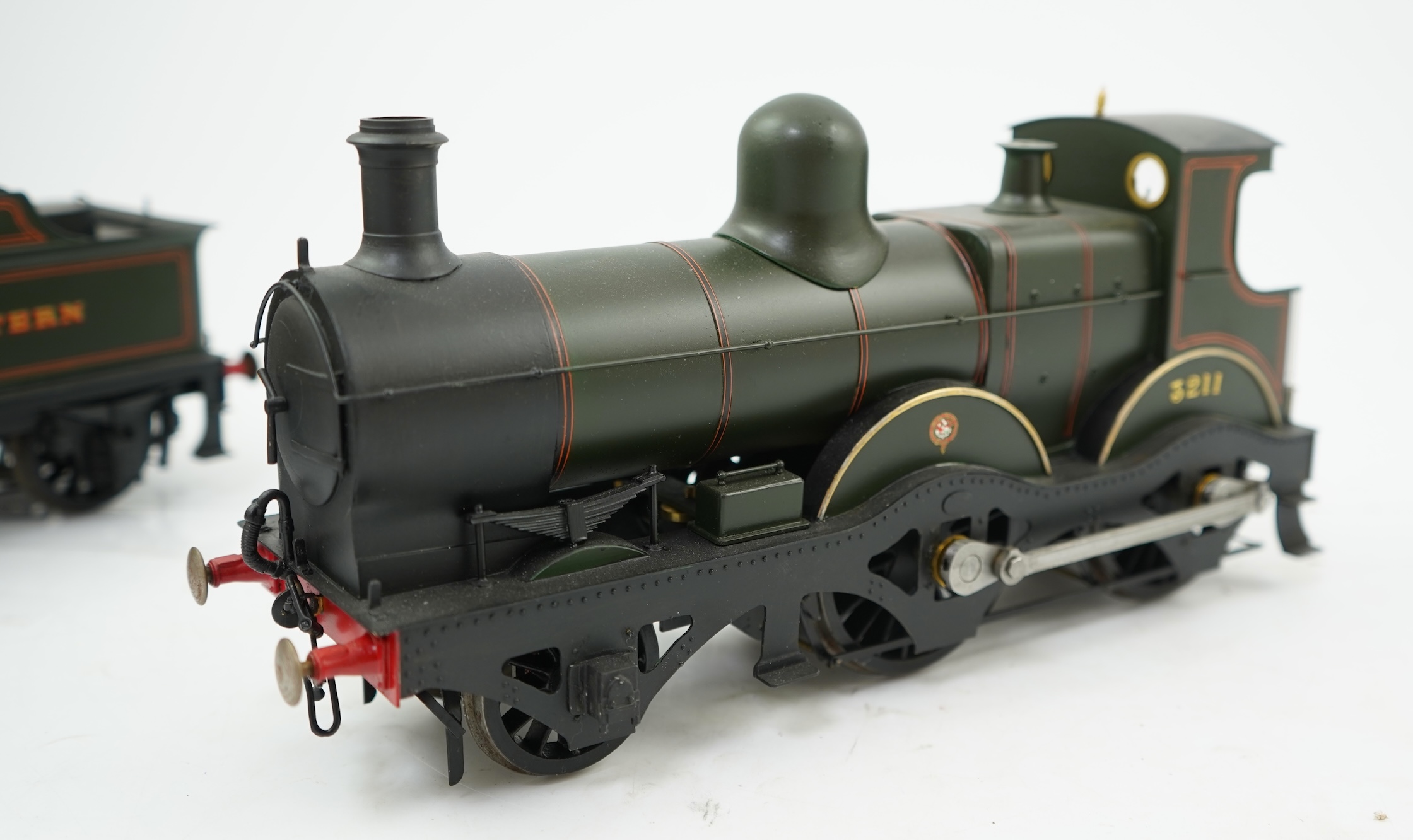 A Gauge One Cherry Scale Models (No.67) model of a GWR Dean 3206 Barnum Class, 2-4-0 tender locomotive, 3211, the model is powered for two rail operation.